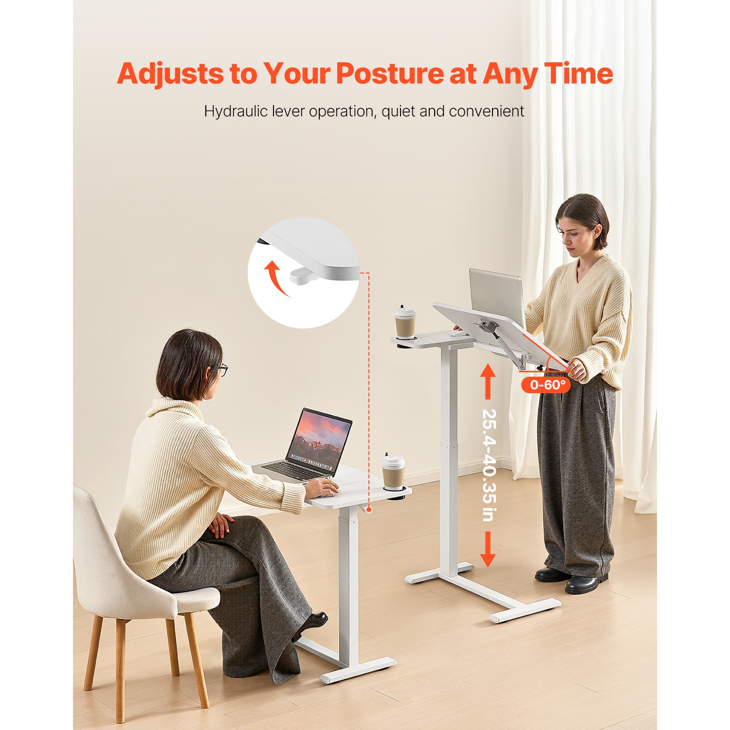 Adjustable Overbed Mobile Bedside Table With Flip Desktop White_voghion.com